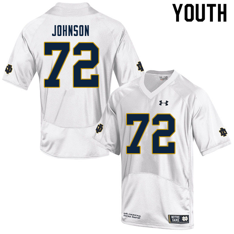 Youth #72 Caleb Johnson Notre Dame Fighting Irish College Football Jerseys Sale-White - Click Image to Close